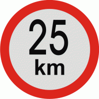 Značení vozidel - Označení nejvyšší povolené rychlosti: 25 km