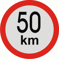 Značení vozidel - Označení nejvyšší povolené rychlosti: 50 km