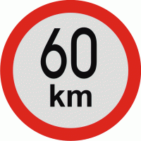 Značení vozidel - Označení nejvyšší povolené rychlosti: 60 km