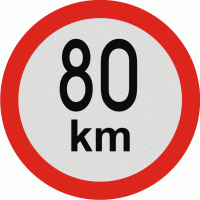 Značení vozidel - Označení nejvyšší povolené rychlosti: 80 km