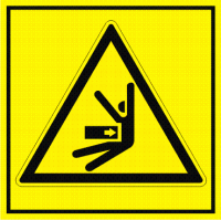 Značení strojů dle ISO 11 684 - Symboly: Nebezpečí bočního stlačení nebo naražení