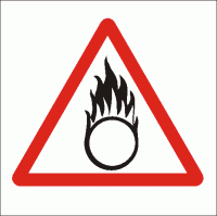 Minisymbol pro DZP a evakuační plány: Nebezpečí - samovznětlivá látka, chemická nebo fyzikální nestálost, oxidační účinky - Dokumentace požární ochrany