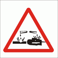 Minisymbol pro DZP a evakuační plány: Nebezpečí - žíravost, poleptání - Dokumentace požární ochrany
