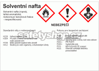 Značení nebezpečných látek a obalů - GHS štítky s názvem: Solventní nafta