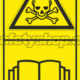Značení strojů dle ISO 11 684 - Kombinované štítky: Toxické / Přečti si návod (Vertikální)
