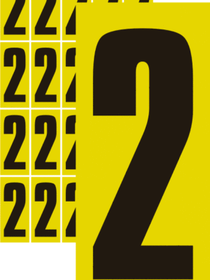 Čísla na samolepicí fólii PVC - tisk žlutý podklad