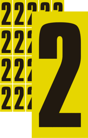 Čísla na samolepicí fólii PVC - tisk žlutý podklad