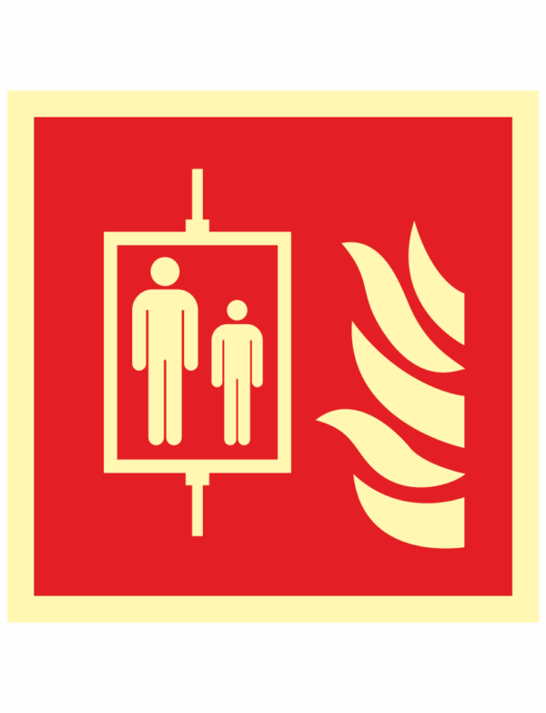 Požární výtah - symbol ISO 7010 fotoluminiscenční