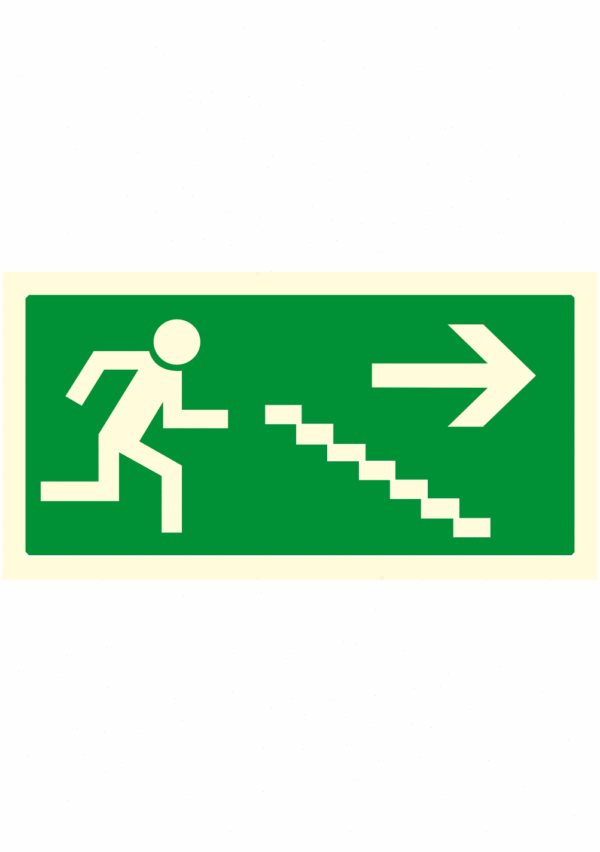 Fotoluminiscenční bezpečnostní značení - Únikové značení: Úniková cesta schody vpravo dolů