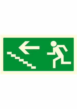 Fotoluminiscenční bezpečnostní značení - Únikové značení: Úniková cesta schody vlevo nahoru