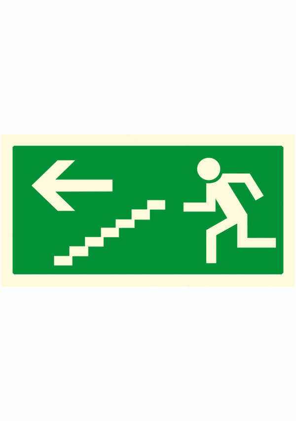 Fotoluminiscenční bezpečnostní značení - Únikové značení: Úniková cesta schody vlevo dolů