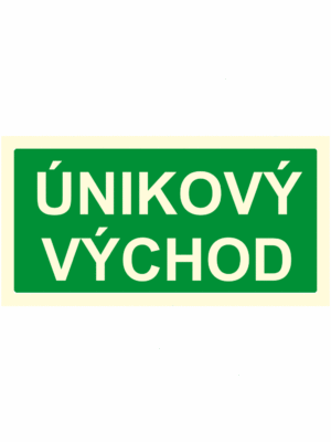 Fotoluminiscenční bezpečnostní značení - Text bez symbolu: "Únikový východ"