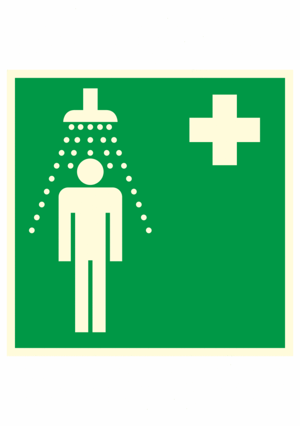 Fotoluminiscenční bezpečnostní značení - Symbol bezpečí: Sprcha