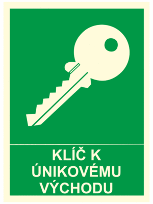 Fotoluminiscenční bezpečnostní značení - Symbol s textem: "Klíč k únikovému východ"