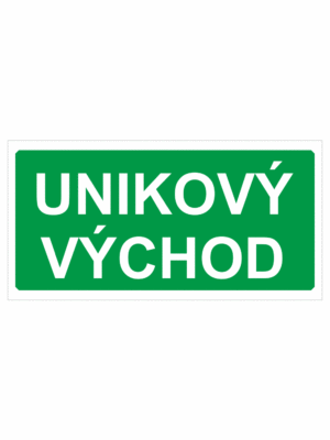 Bezpečnostní tabulka Značení úniků - Únikový východ (text)