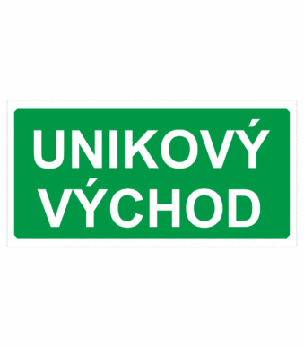 Bezpečnostní tabulka Značení úniků - Únikový východ (text)
