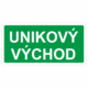 Bezpečnostní tabulka Značení úniků - Únikový východ (text)