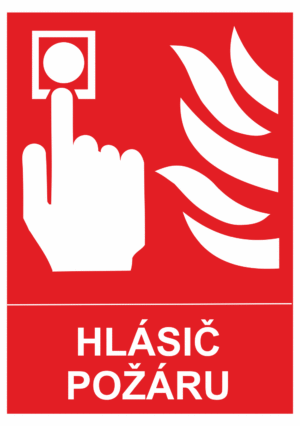 Požární tabulka symbol s textem: "Hlásič požáru"