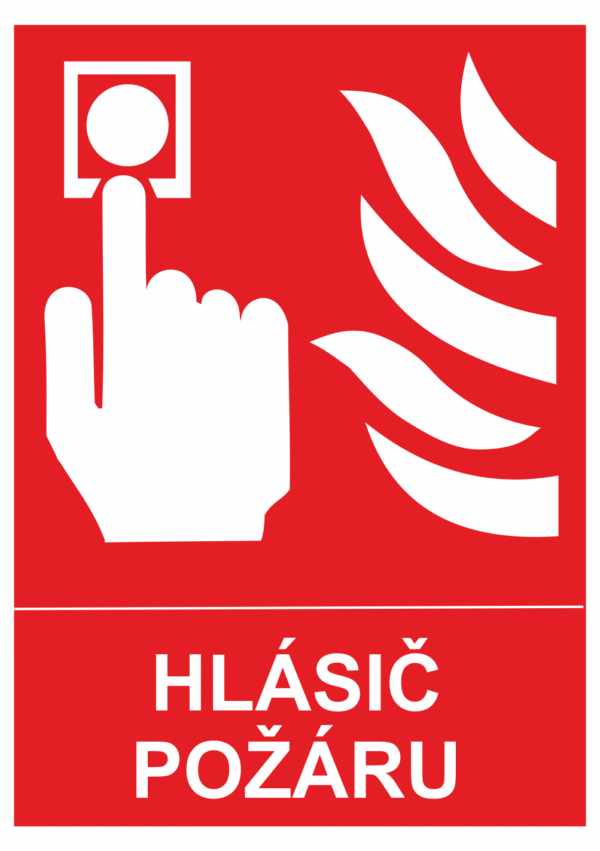 Požární tabulka symbol s textem: "Hlásič požáru"