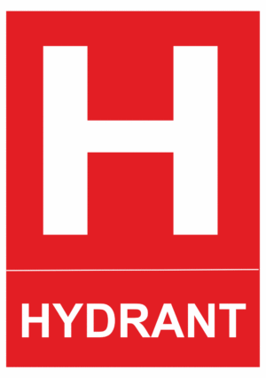 Požární bezpečnostní tabulka symbol s textem: "Hydrant"