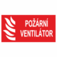 Požární bezpečnostní tabulka symbol s textem: "Požární ventilátor"