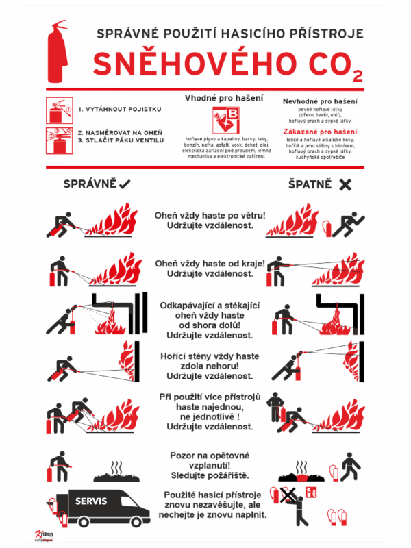 Použití hasicího přístroje sněhového - CO2