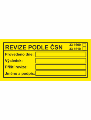 Revizní a kalibrační štítky: Kontrolní štítek - Revize podle ČSN 3