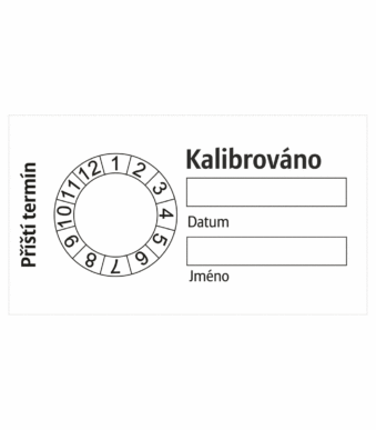 Revizní a kalibrační štítky: Kalibrační štítek - Kalibrováno datumovka