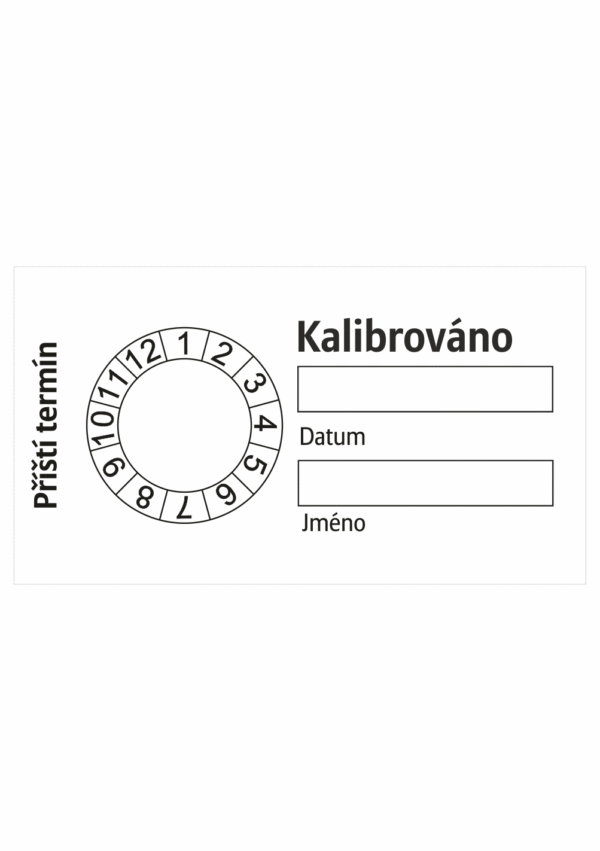 Revizní a kalibrační štítky: Kalibrační štítek - Kalibrováno datumovka