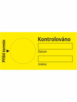 Revizní a kalibrační štítky: Kontrolní štítek - Kontrolováno (žlutý)