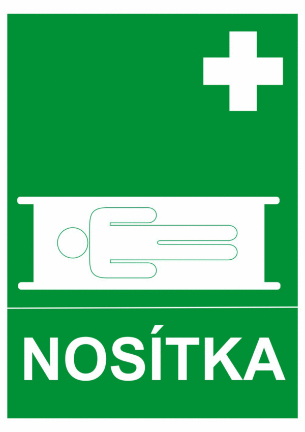 Bezpečnostní tabulky - Symbol s textem: "Nosítka"
