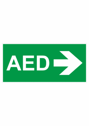 Bezpečnostní tabulka: Symbol bez textu - AED se šipkou vpravo