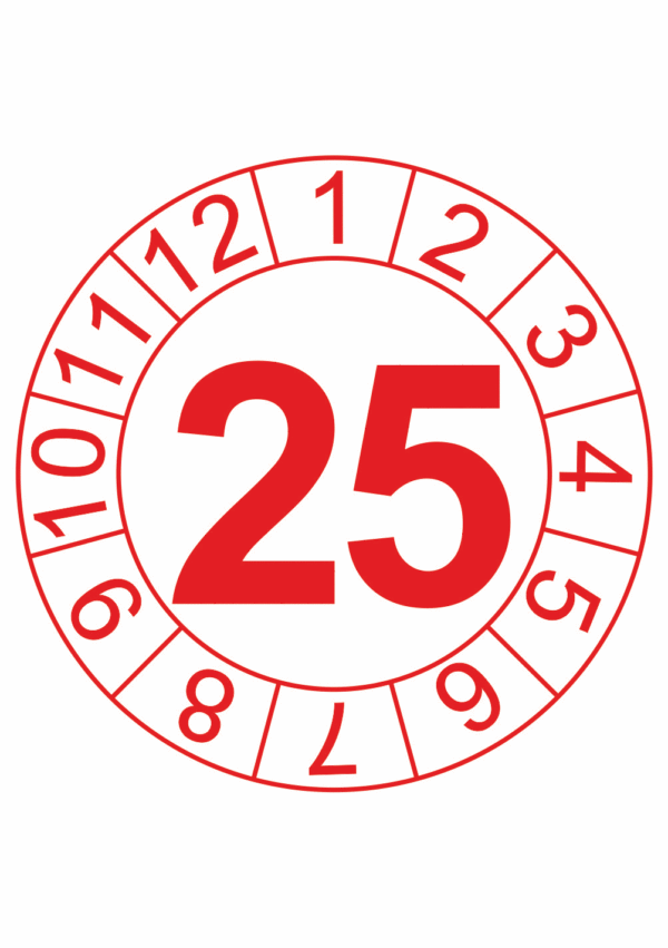 Revizní a kalibrační kolečka - Jednoleté: Kalibrační štítek s datem 2025