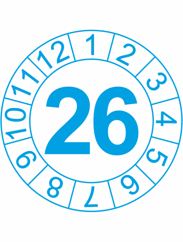 Revizní a kalibrační kolečka - Jednoleté: Kalibrační štítek s datem 2026