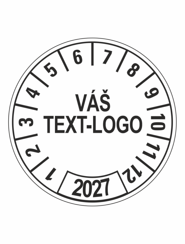 Kontrolní štítek 2027 – Váš text/logo