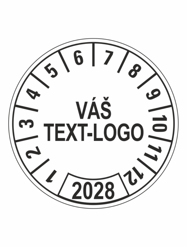 Kontrolní štítek 2028 – Váš text/logo
