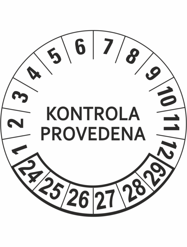 Revizní a kalibrační kolečka - 6 let: Kontrola provedena 24-29