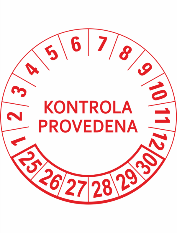 Revizní a kalibrační kolečka - 6 let: Kontrola provedena 25-30