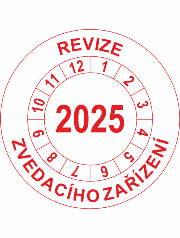 Revizní a kalibrační kolečka - Jednoleté: Revize zvedacího zařízení 2025