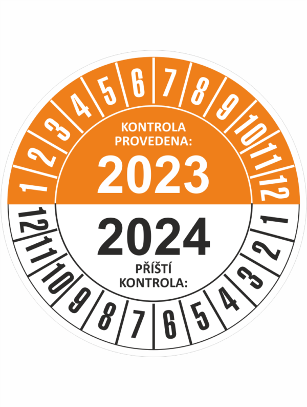 Revizní a kalibrační kolečka - Dvouleté: Kontrola provedena 2023 / Příští kontrola 2024