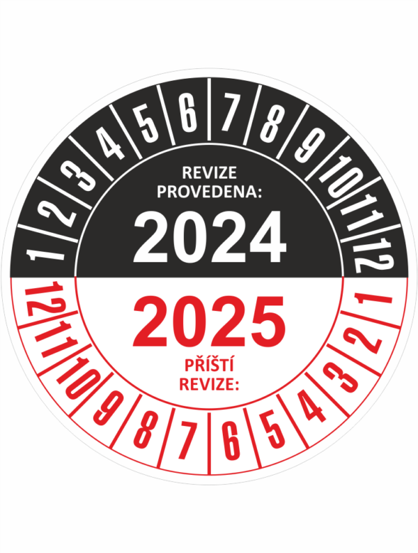 Revizní a kalibrační kolečka - Dvouleté: Revize provedena 2024 / Příští revize 2025