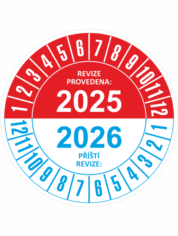 Revizní a kalibrační kolečka - Dvouleté: Revize provedena 2025 / Příští revize 2026