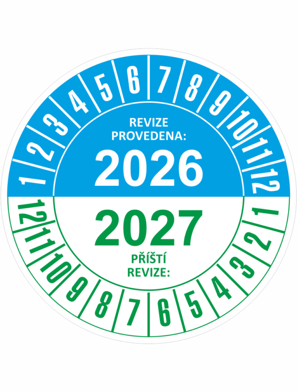 Revizní a kalibrační kolečka - Dvouleté: Revize provedena 2026 / Příští revize 2027