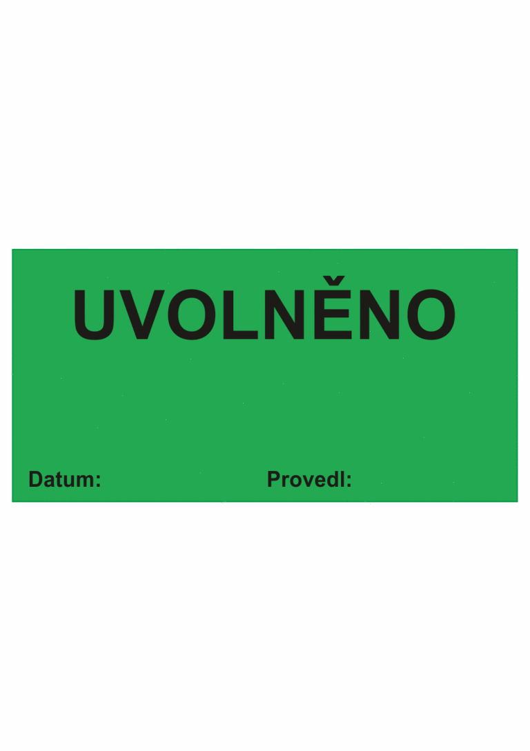 Revizní a kalibrační štítky - Kvalita a organizace: Uvolněno