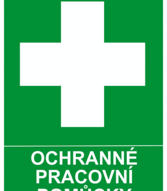 Bezpečnostní tabulky - Symbol s textem: "Ochranné pracovní pomůcky"