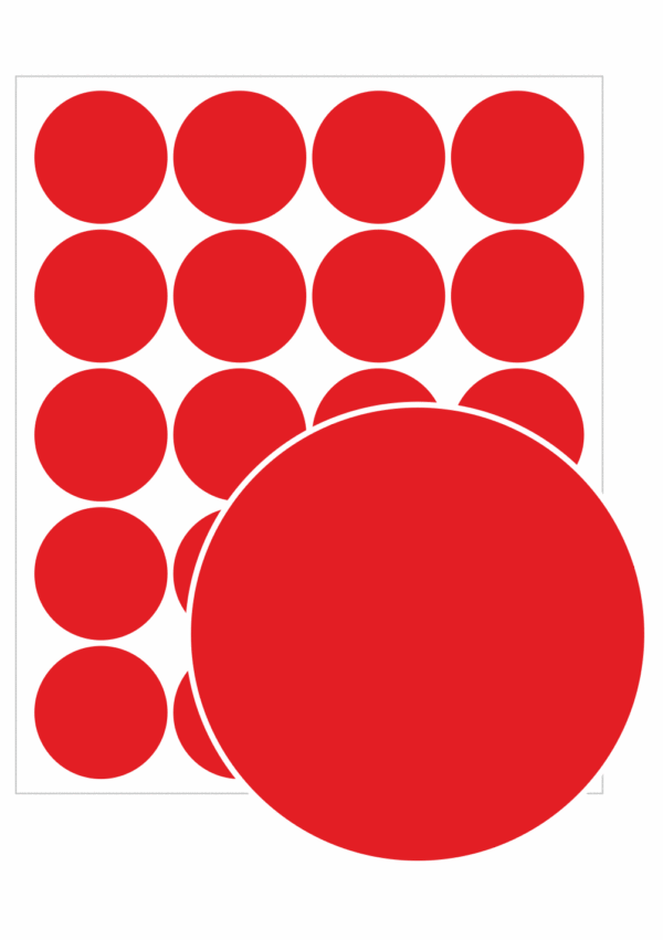 Revizní a kalibrační štítky - Kvalita a organizace: Samolepicí kolečko - Červené čisté
