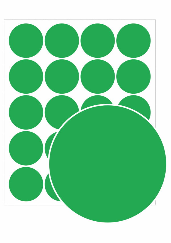 Revizní a kalibrační štítky - Kvalita a organizace: Samolepicí kolečko - Zelené čisté