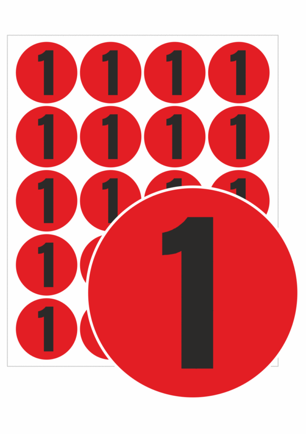 Revizní a kalibrační štítky - Kvalita a organizace: Samolepicí kolečko červené - číslo