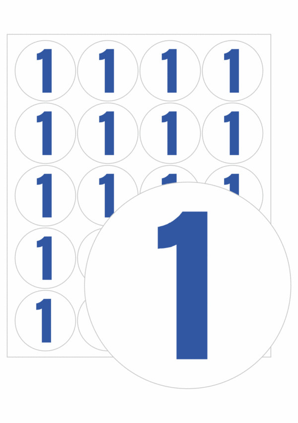 Revizní a kalibrační štítky - Kvalita a organizace: Samolepicí kolečko - modré číslo
