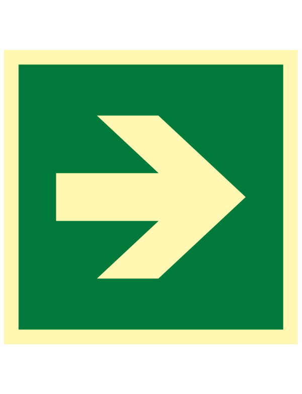 Směrová šipka (vpravo, vlevo, rovně) ISO 7010 - fotoluminiscenční
